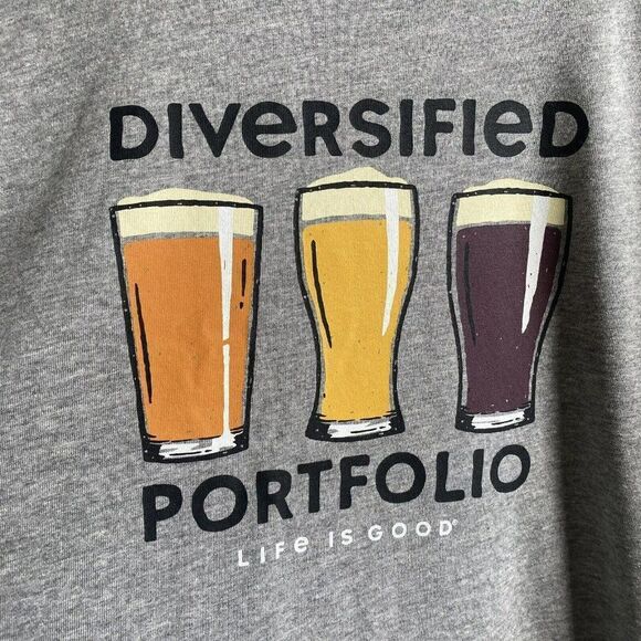 Life Is Good Diversified Portfolio Beer‎ Gray Long Sleeve Medium - Picture 3 of 5
